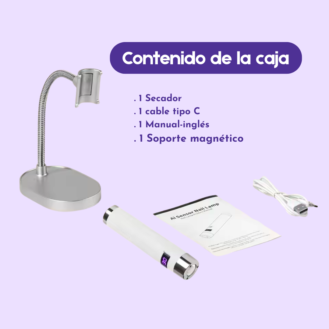 Secador UV Profesional 2 en 1: Manicure Manos Libres con Temporizador Inteligente