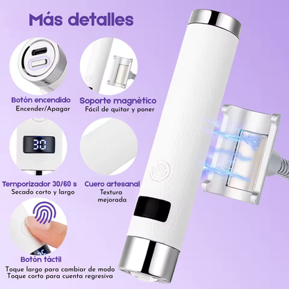 Secador UV Profesional 2 en 1: Manicure Manos Libres con Temporizador Inteligente